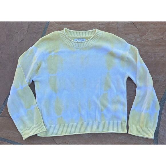 Elizabeth and James Sweater Womens M Yellow White Tie Dye Pull Over LS - Picture 1 of 3